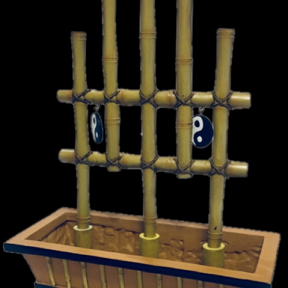 Lg Bamboo Planter Yin Yang Wind Chime - Picture 4 of 8